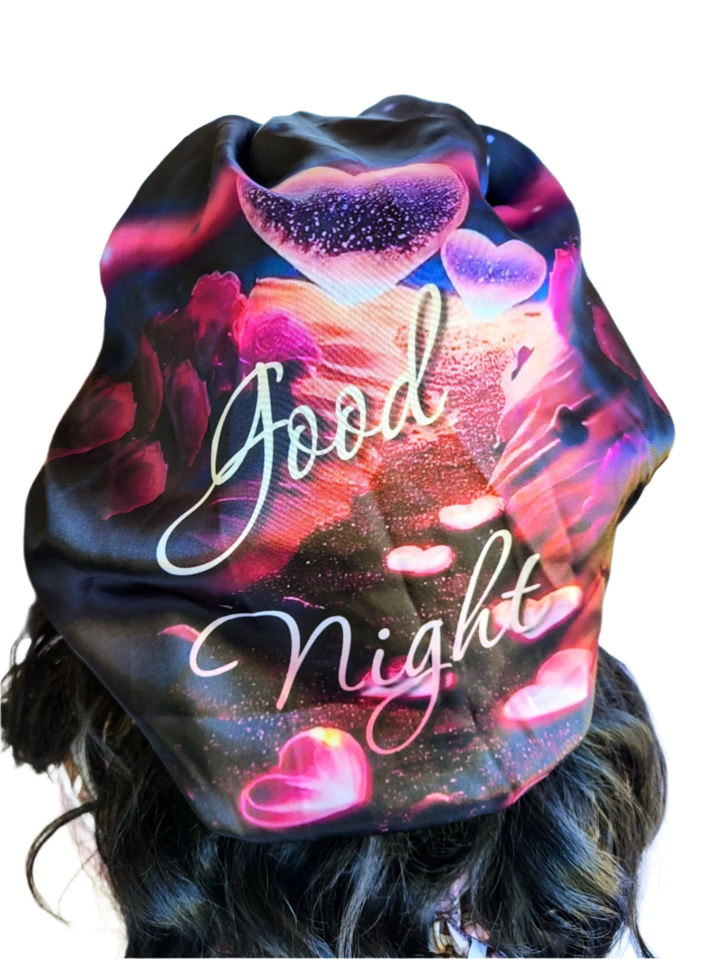 GOODNIGHT Wide Band Single Layer Jumbo Satin Bonnet