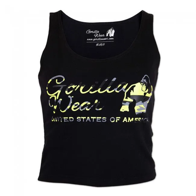 Gorilla Wear - Oakland Crop Tank - Black/Neon Lime Camo