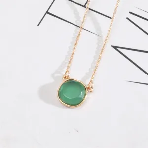 Green Crystal & 18K Gold-Plated Round Pendant Necklace