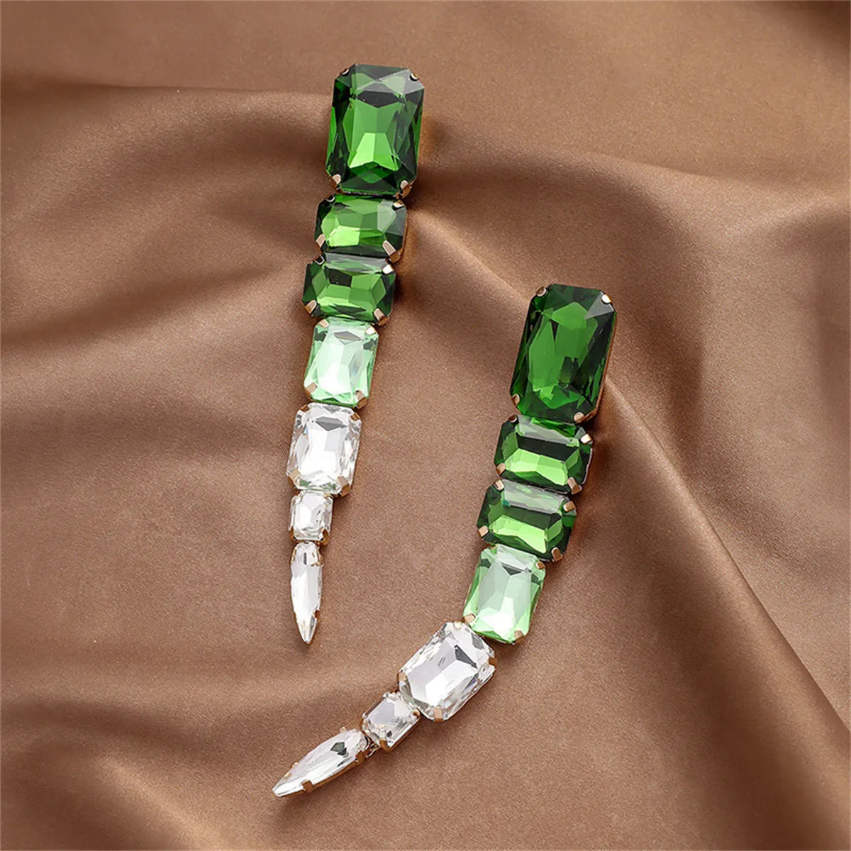 Green Crystal & 18K Gold-Plated Snake Drop Earrings