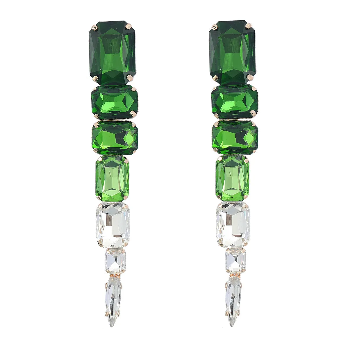 Green Crystal & 18K Gold-Plated Snake Drop Earrings