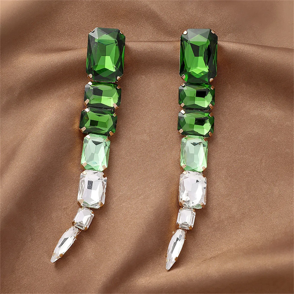 Green Crystal & 18K Gold-Plated Snake Drop Earrings