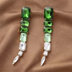 Green Crystal & 18K Gold-Plated Snake Drop Earrings