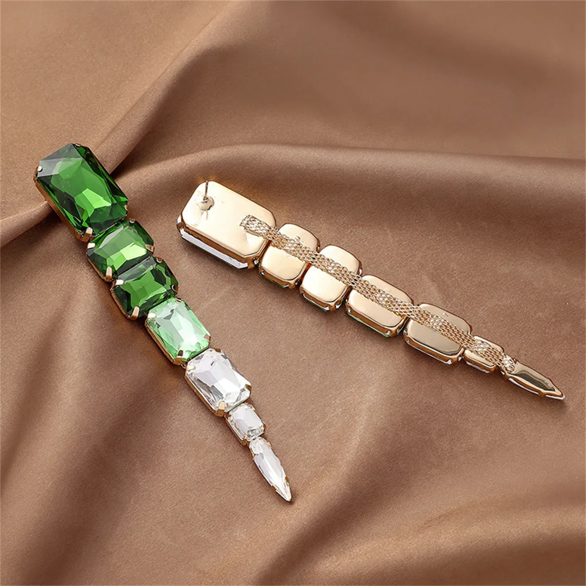 Green Crystal & 18K Gold-Plated Snake Drop Earrings