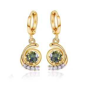 Green Crystal & Cubic Zirconia 18K Gold-Plated Swirl Drop Earrings