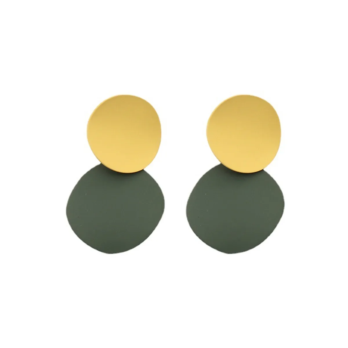 Green Enamel & Silver-Plated Round Drop Earrings