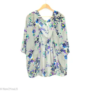 Grey Sheer Floral Shawl (Arizona)