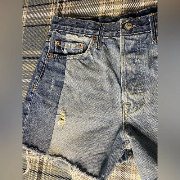 Grlfrnd Karolina Two Tone Distressed Cut off Shorts Thunder Road Rare