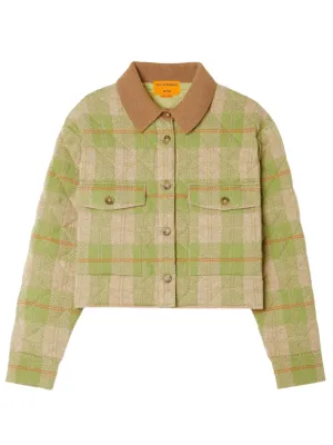Guest in Residence Tartan Cropped Jacket in Matcha Combo