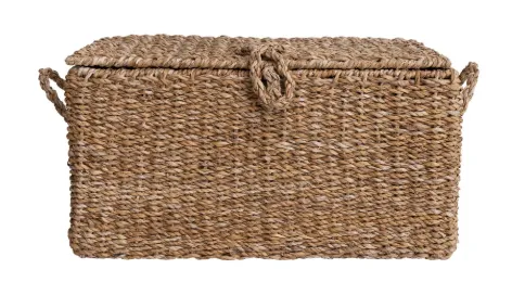 HAND WOVEN SEAGRASS WIRE FRAMED TRUNK-LARGE