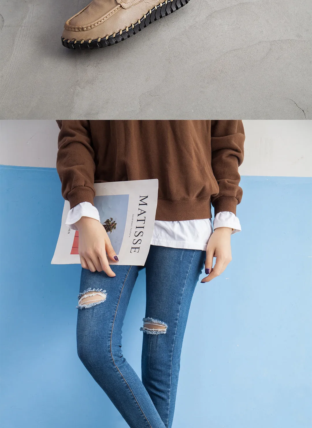 Handmade Leather Vintage Short Boots Soft Sole Comfortable Flat Women's Shoes