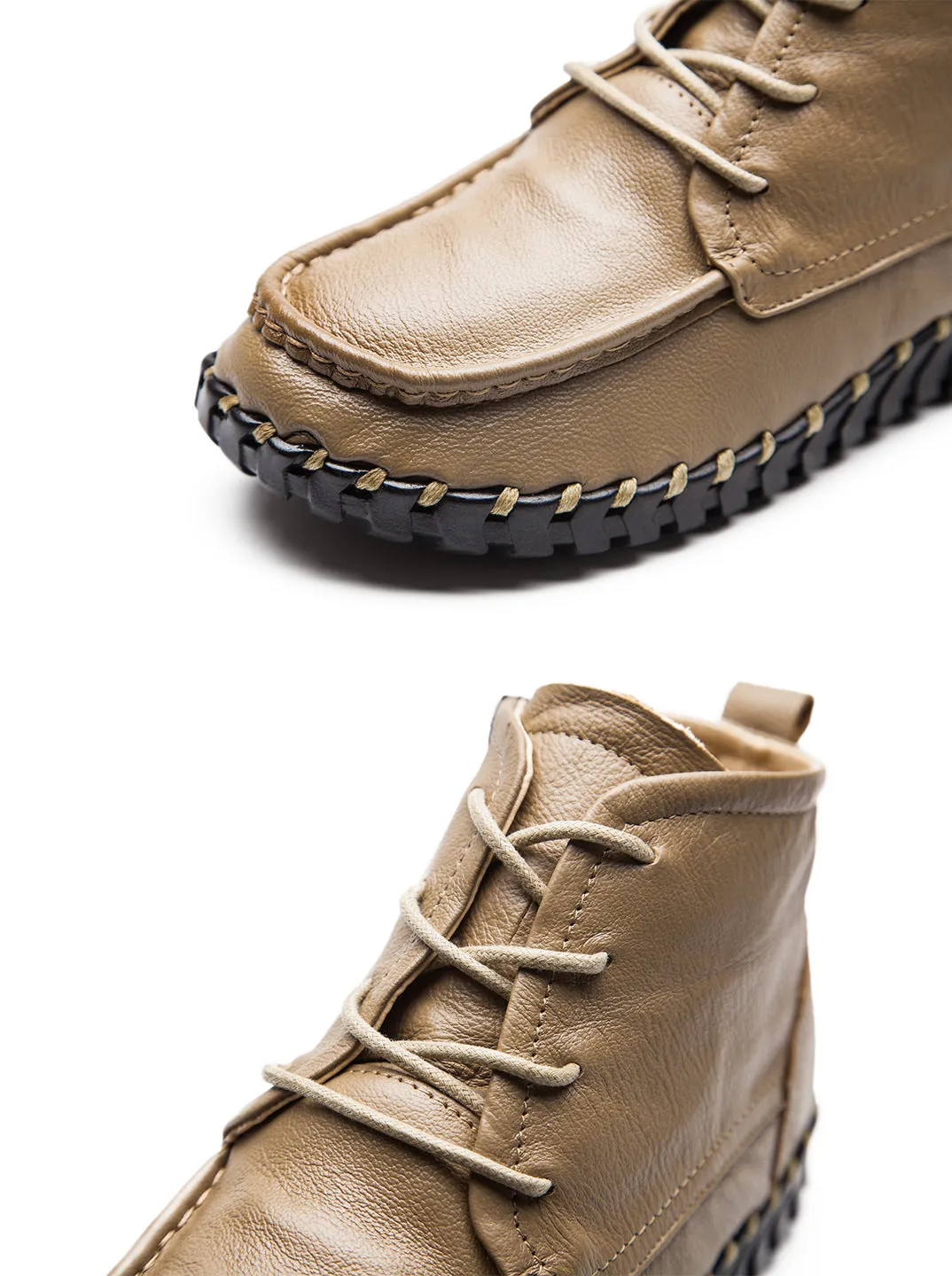 Handmade Leather Vintage Short Boots Soft Sole Comfortable Flat Women's Shoes