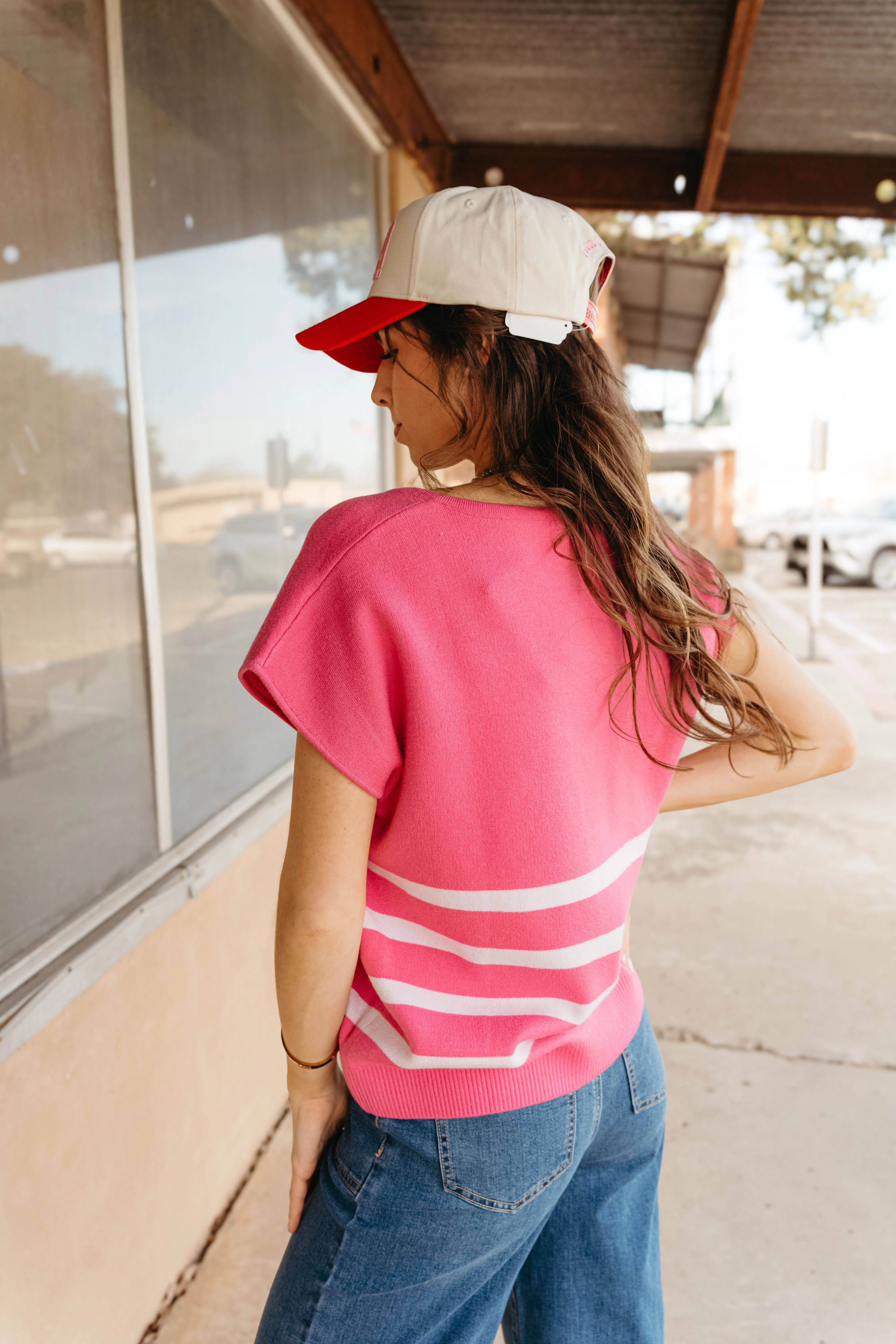 Hannah Pink Stripe Sweater