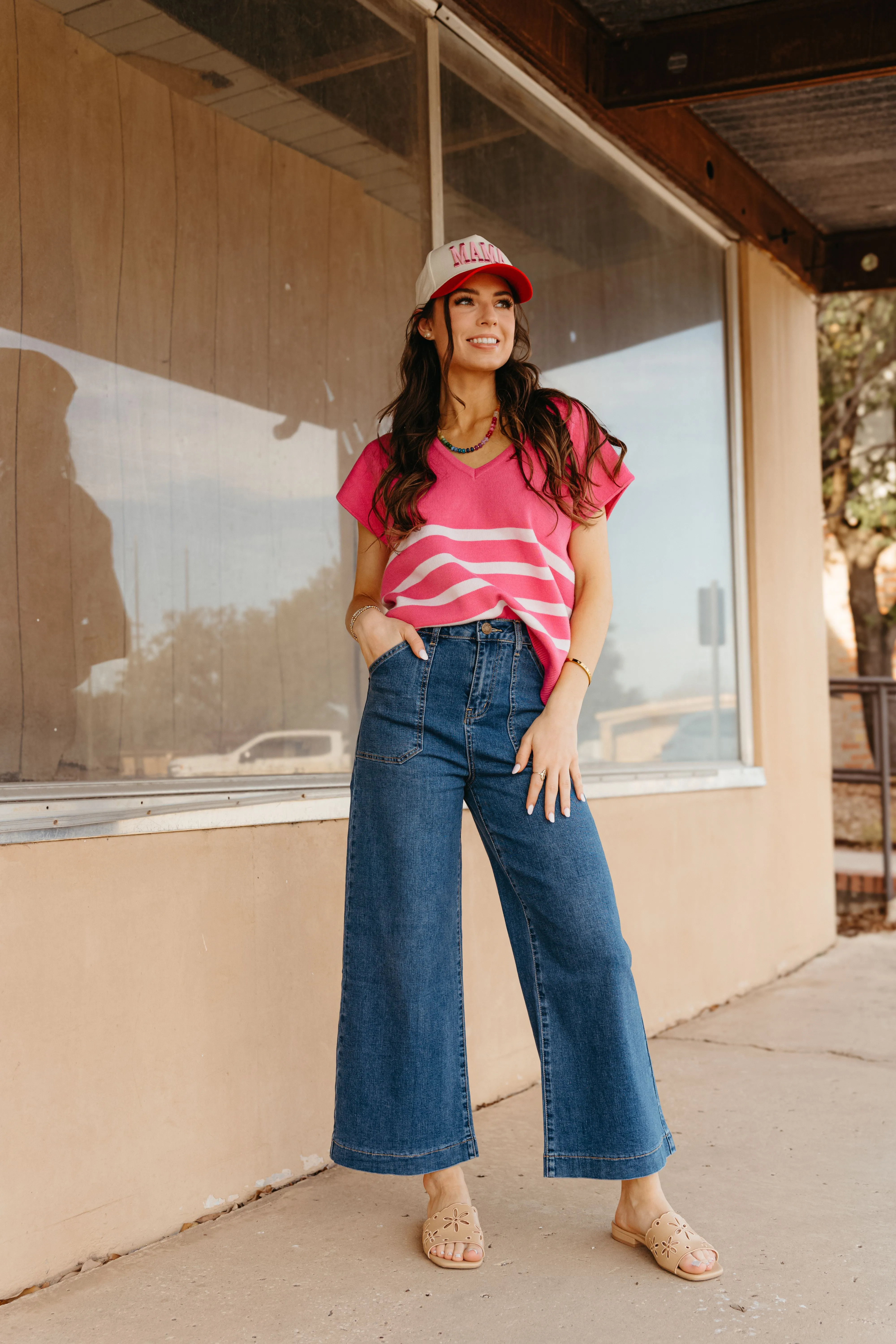 Hannah Pink Stripe Sweater