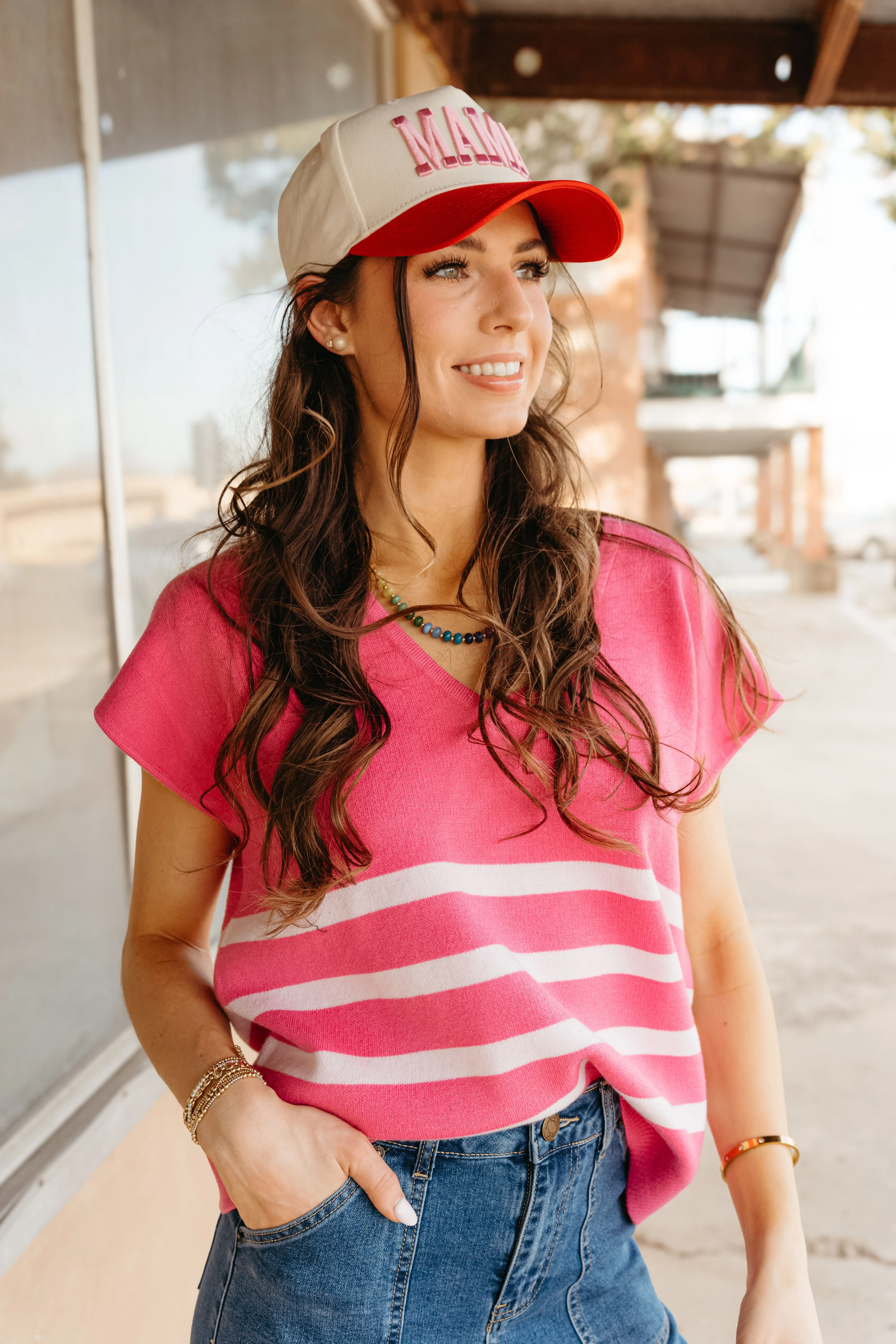 Hannah Pink Stripe Sweater
