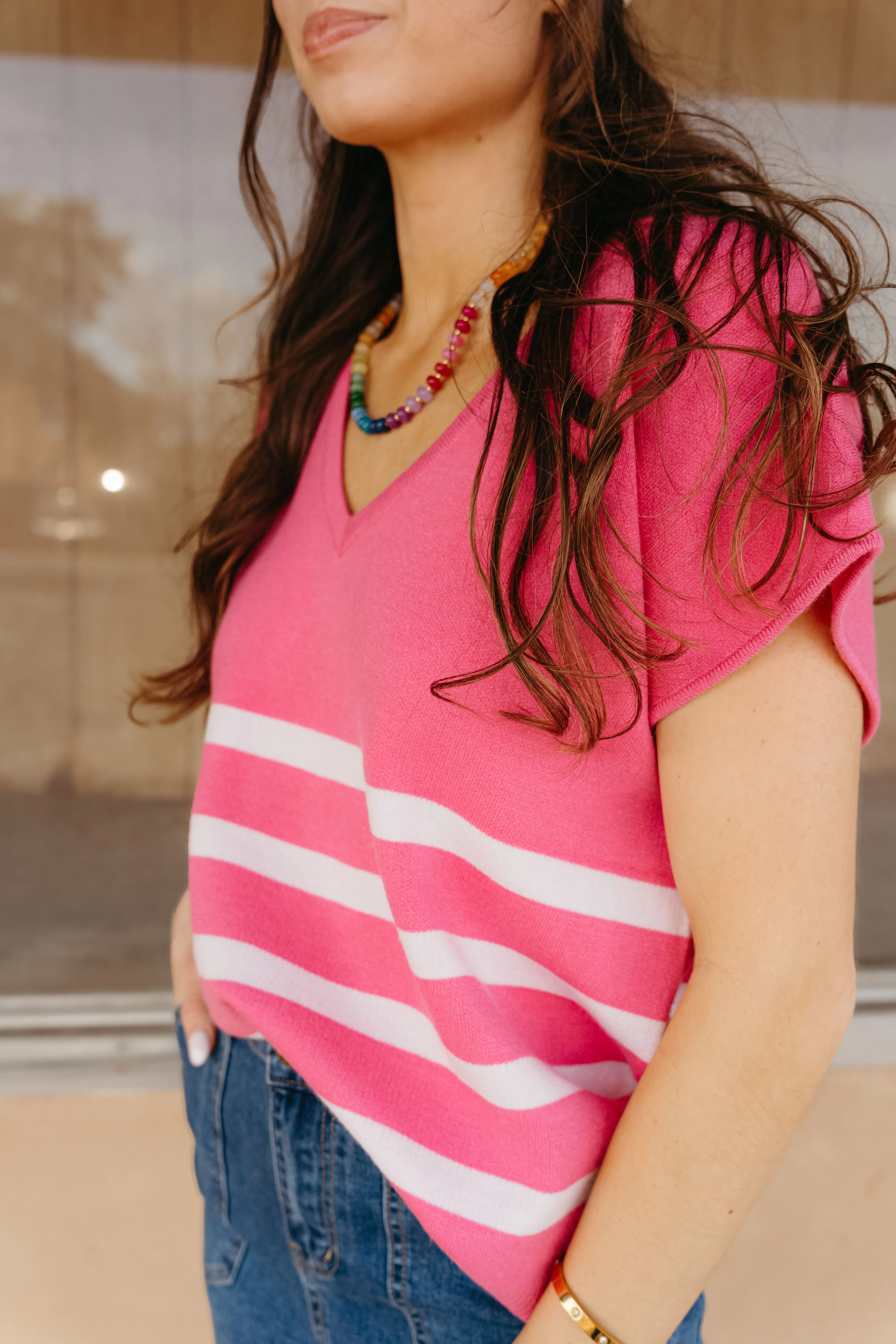 Hannah Pink Stripe Sweater