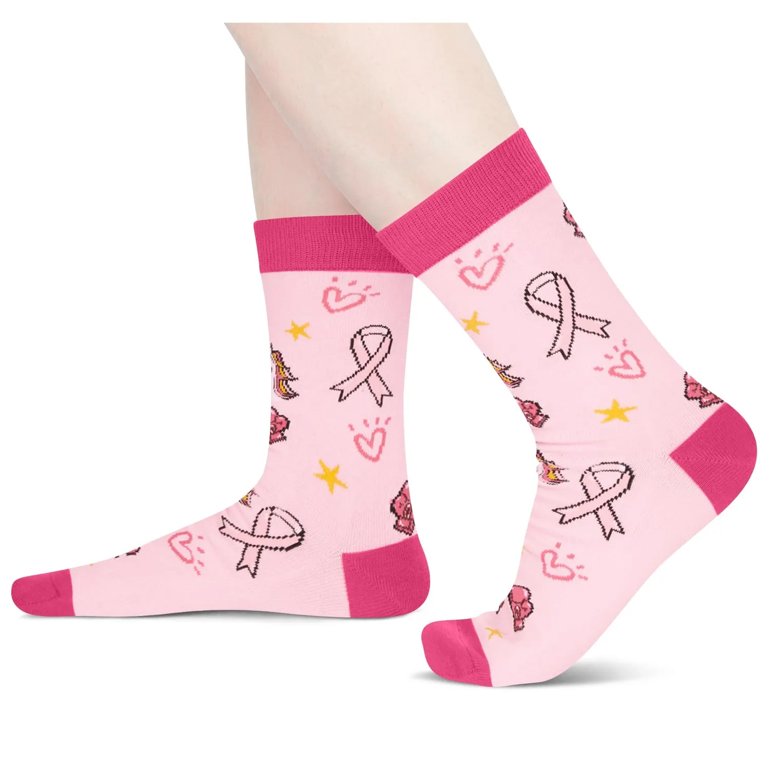 HAPPYPOP Breast Cancer Awareness Socks For Women - Breast Cancer Gifts Chemo Gifts Breast Cancer Awareness Gifts