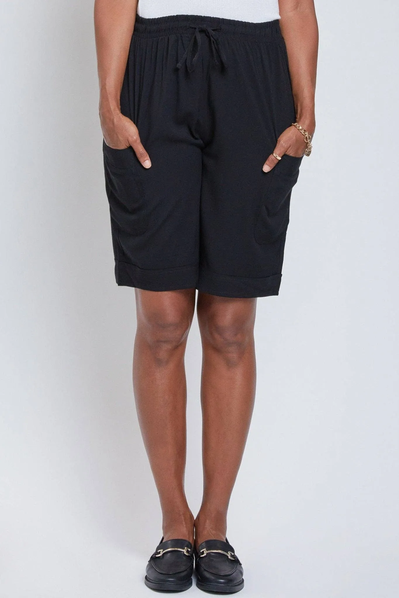Hazel Blues® |  Elastic Waist Bermuda With Patch Pockets