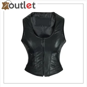 High Mileage Women's black Leather Vest