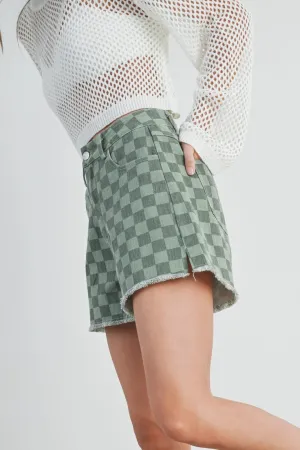 High Waisted Checkered Shorts