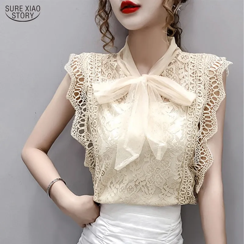 Hollowed Out Vintage Sleeveless Women's Top