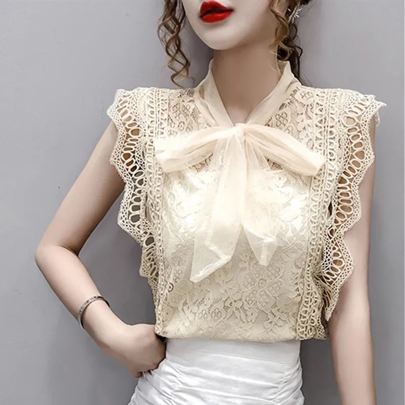Hollowed Out Vintage Sleeveless Women's Top