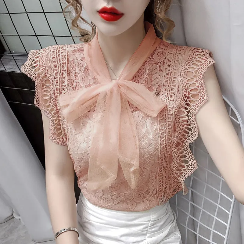 Hollowed Out Vintage Sleeveless Women's Top