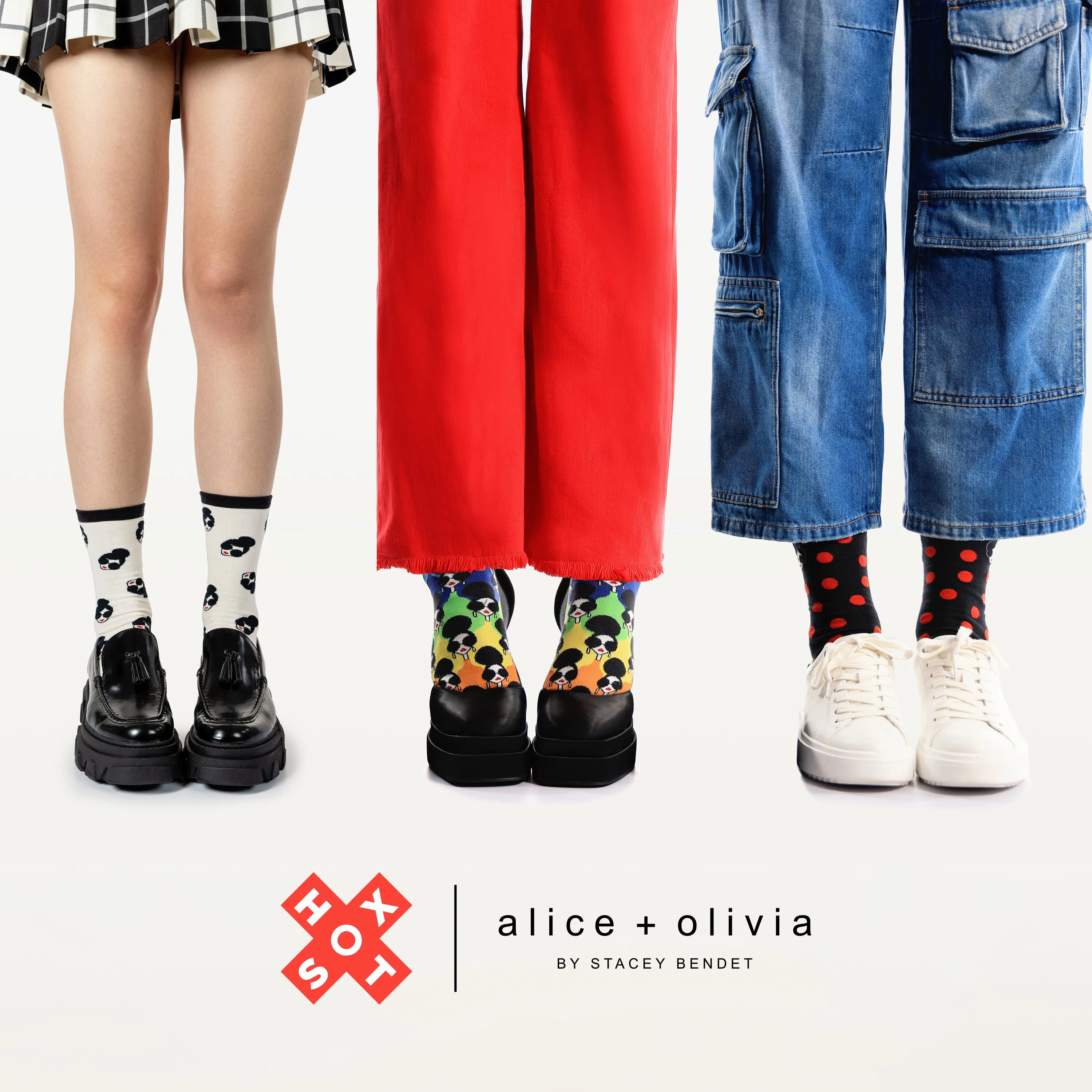 HOTSOX Women's alice   olivia Stace Face Crew Socks Gift Box 3 Pair Pack