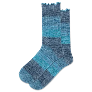 HOTSOX Women's Ombre Lettuce Edge Chenille Crew Sock