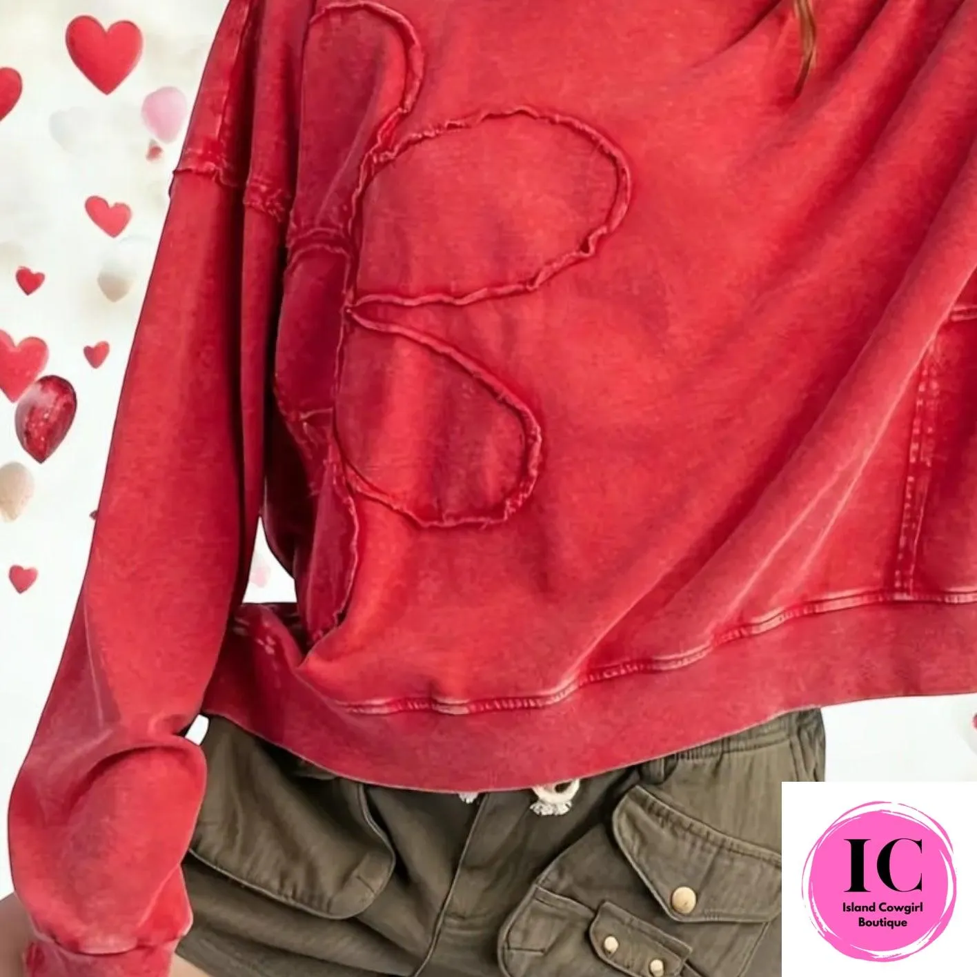 I'll Be There Acid Wash Heart Sweatshirt