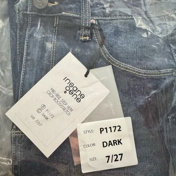 Insane Gene High Stretch Frayed Hem Crop Jeans size 7