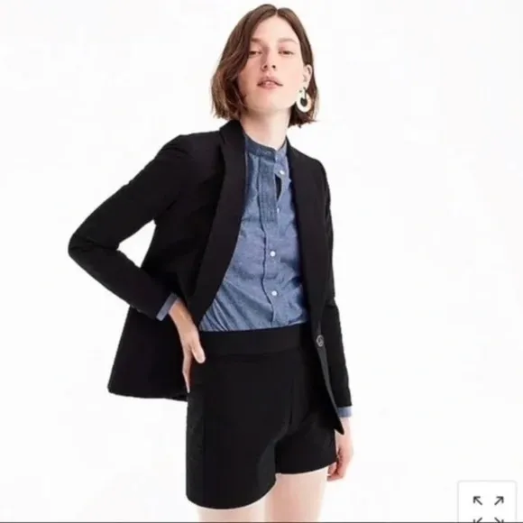 J. Crew Parke Eniko Black  Seersucker Cotton 1 Button Blazer Women's Size 10