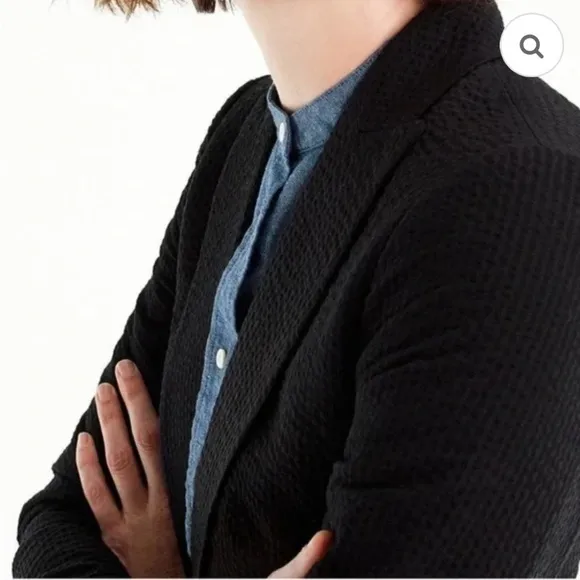 J. Crew Parke Eniko Black  Seersucker Cotton 1 Button Blazer Women's Size 10