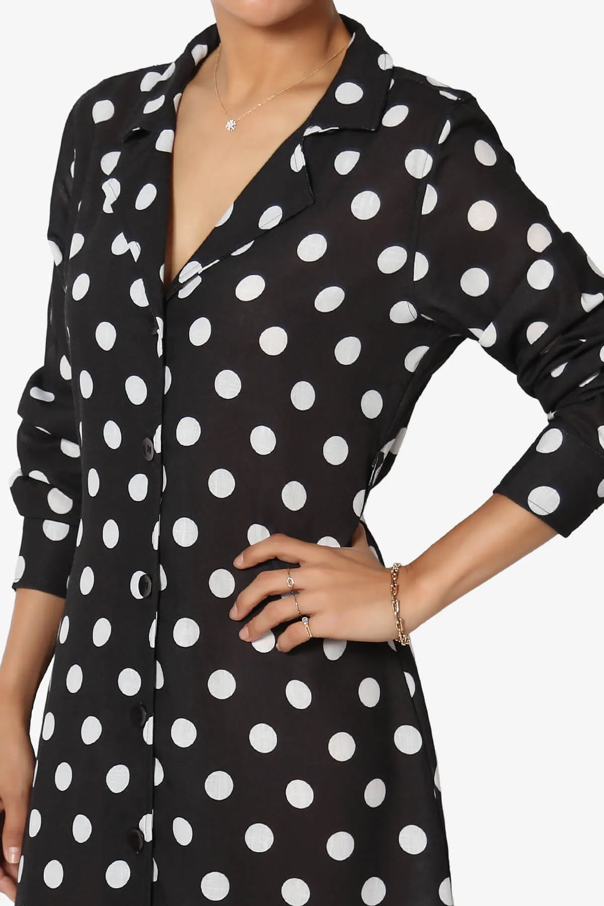 Jasper Polka Dot Tie Waist Ruffle Shirt Dress