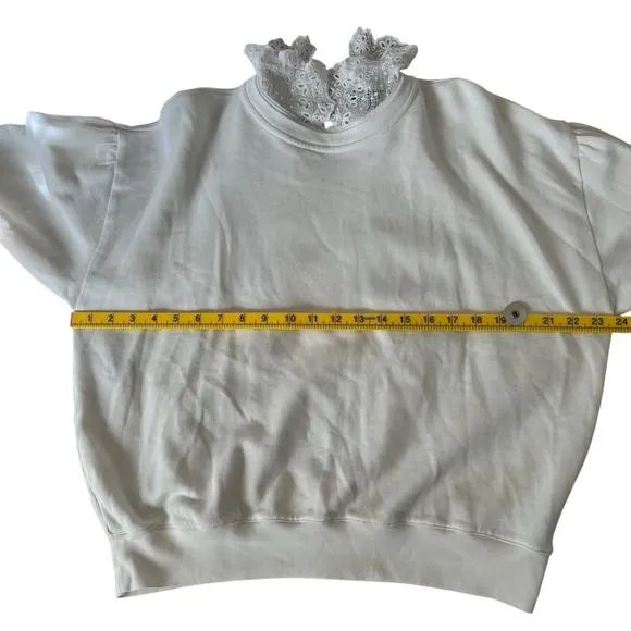 J.Crew Women's Lace Collar Crewneck Sweater Cream Size Large