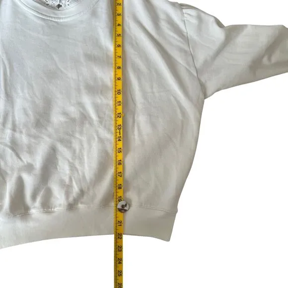 J.Crew Women's Lace Collar Crewneck Sweater Cream Size Large