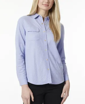 Jones New York Women's Stretch Chambray Snap Front Knit Shirt 10831868