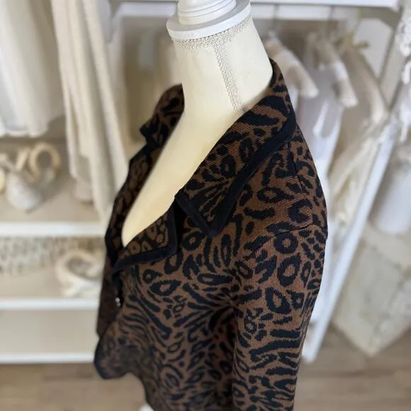 Josephine Chaus Women's Size S Animal Print Sweater Blazer Cardigan #3511
