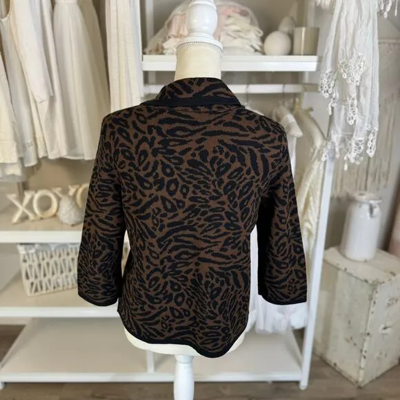 Josephine Chaus Women's Size S Animal Print Sweater Blazer Cardigan #3511