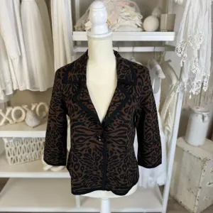 Josephine Chaus Women's Size S Animal Print Sweater Blazer Cardigan #3511