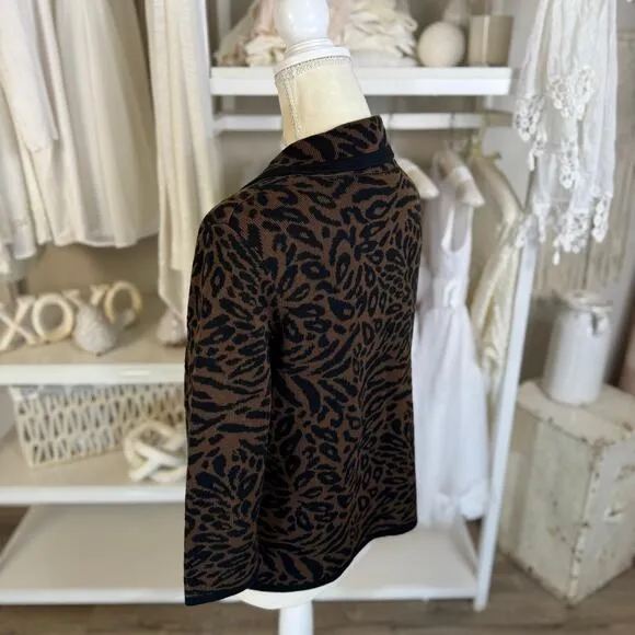 Josephine Chaus Women's Size S Animal Print Sweater Blazer Cardigan #3511