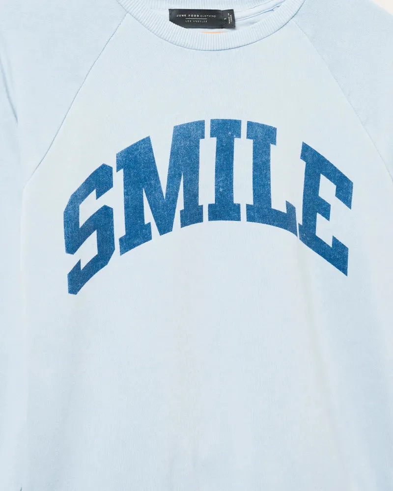 Junk Food Womens Smile Vintage Raglan Pullover