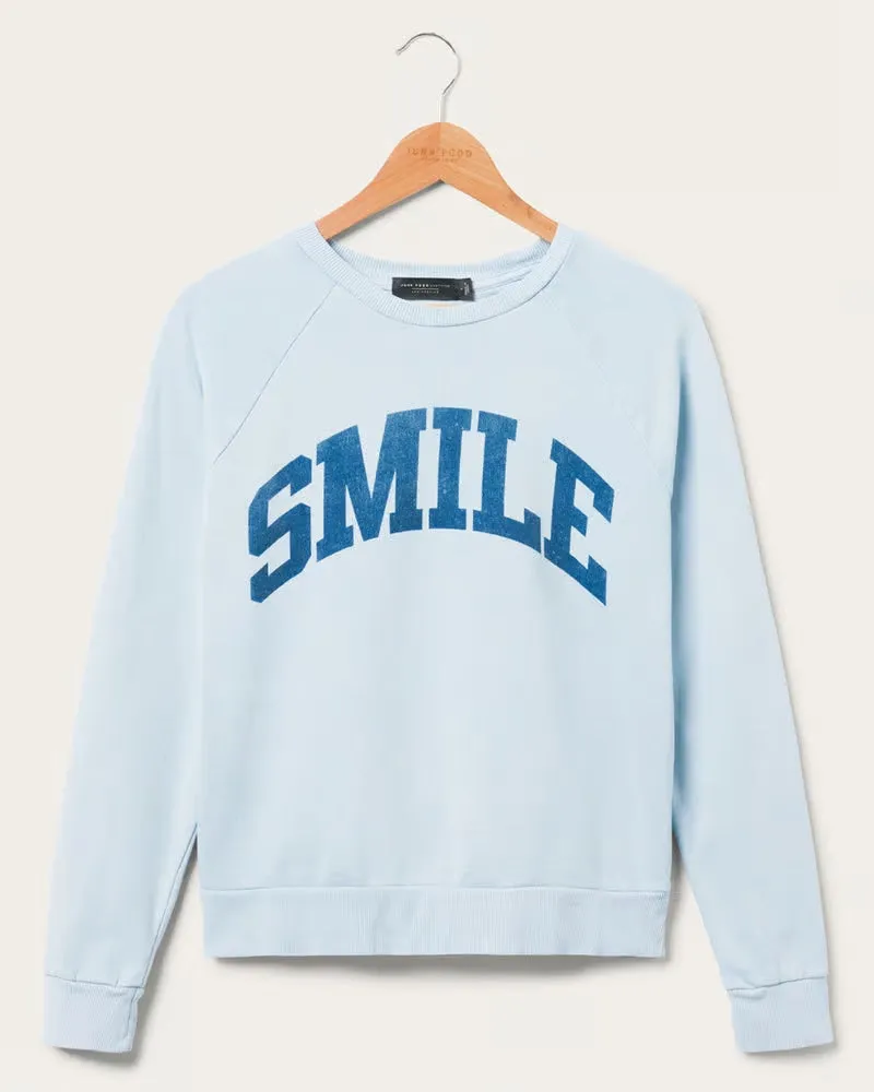 Junk Food Womens Smile Vintage Raglan Pullover