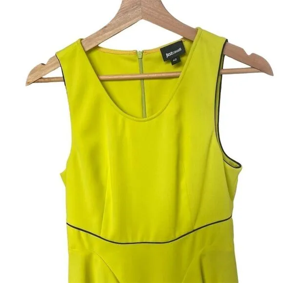 Just Cavalli Women's Yellow Fit &amp; Flare Knee Length Dress Size 42