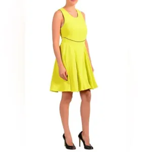 Just Cavalli Women's Yellow Fit &amp; Flare Knee Length Dress Size 42