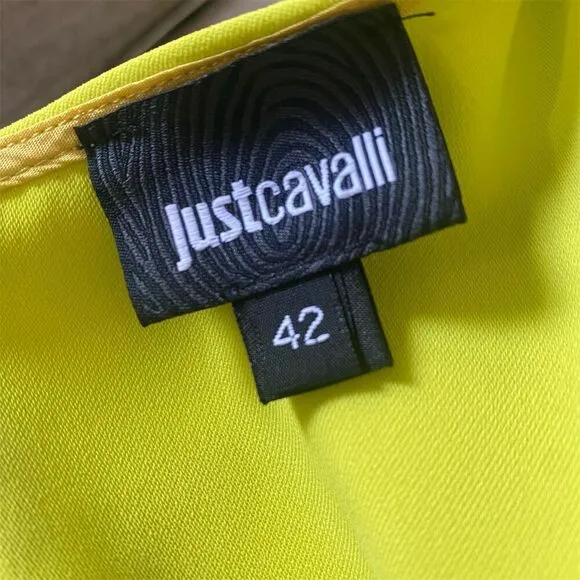 Just Cavalli Women's Yellow Fit &amp; Flare Knee Length Dress Size 42