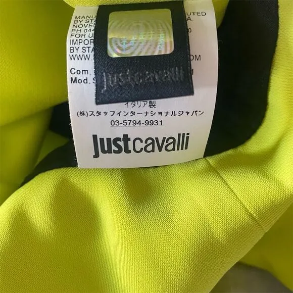 Just Cavalli Women's Yellow Fit &amp; Flare Knee Length Dress Size 42