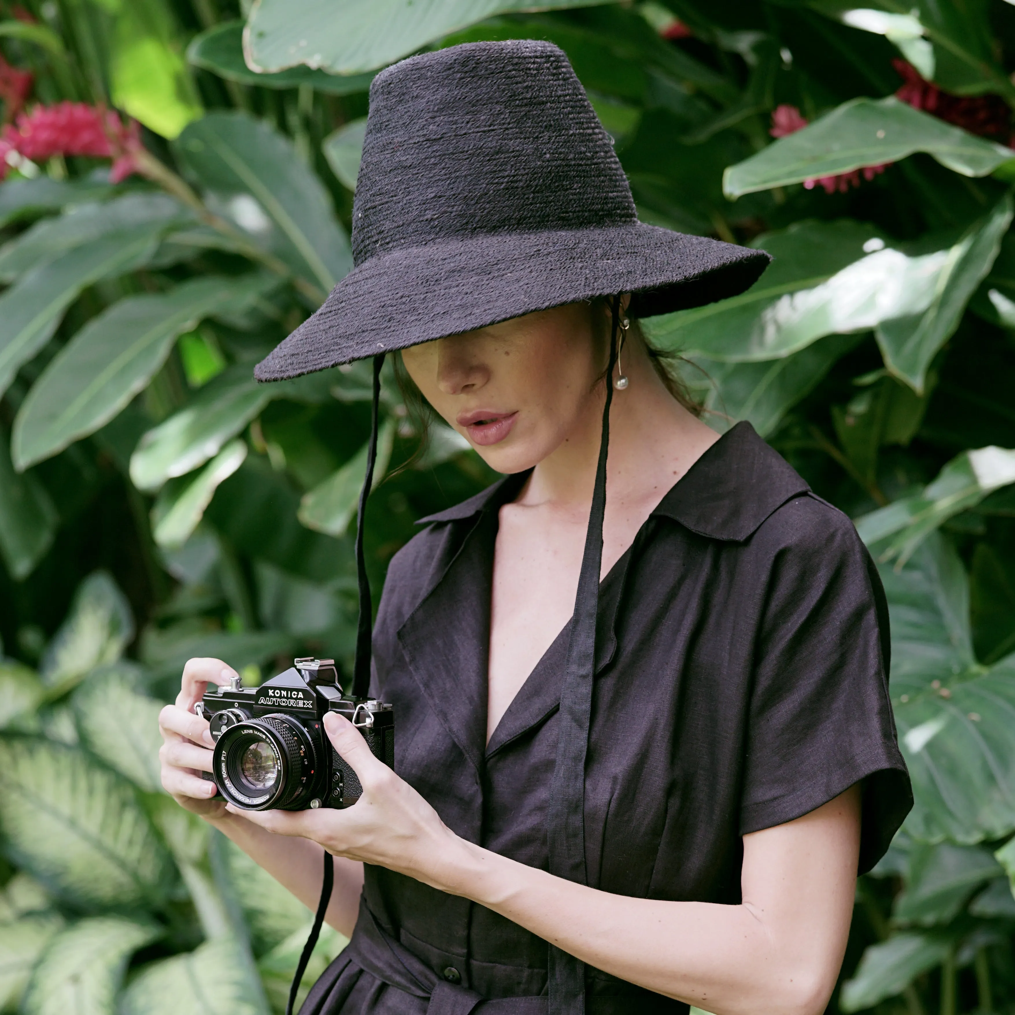 Jute Straw Hat, Black