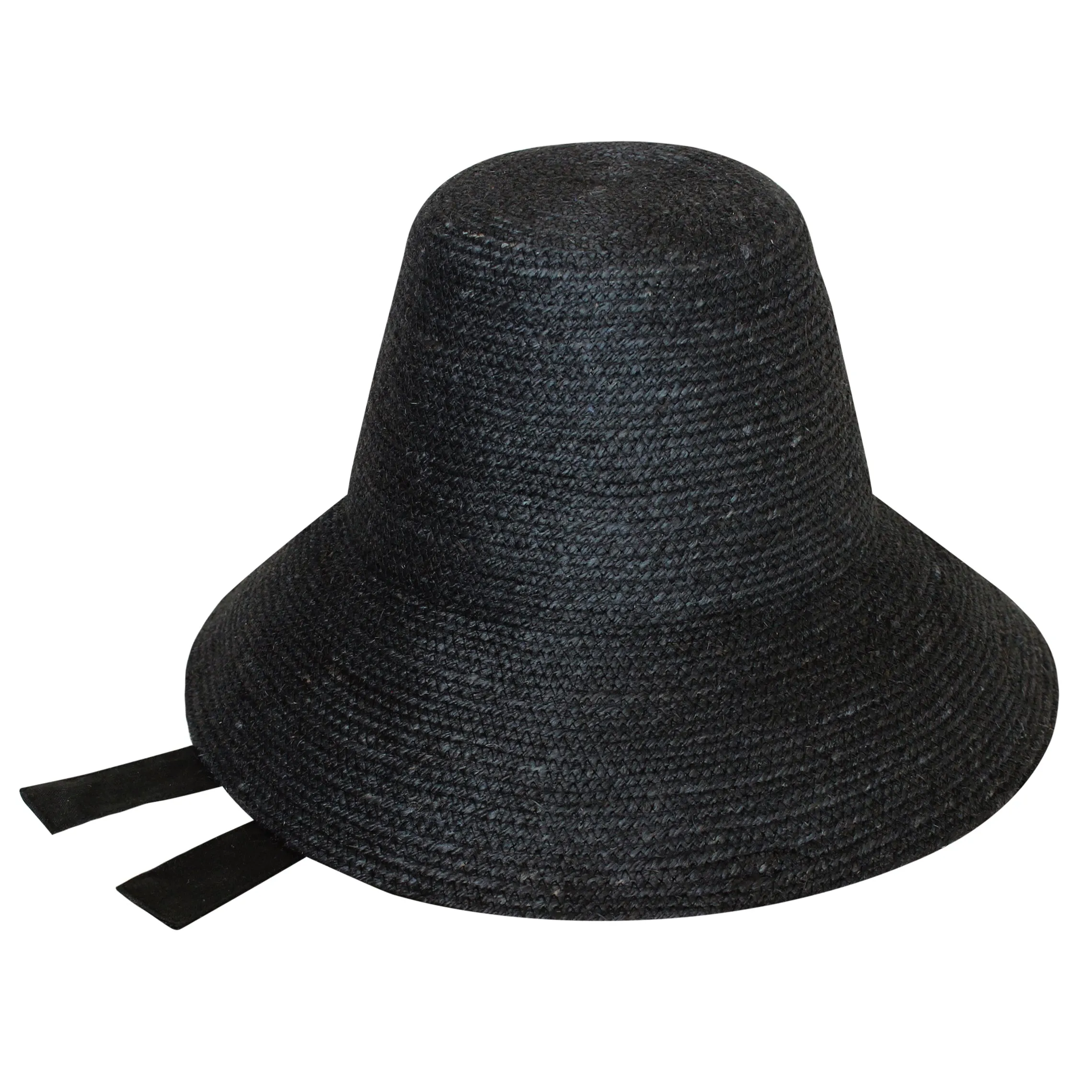 Jute Straw Hat, Black