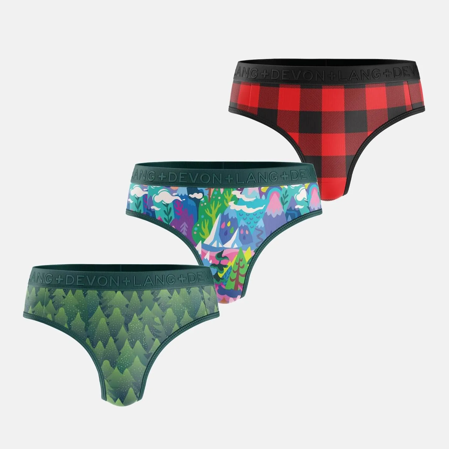 Katrina Everyday Thong - Multi-Packs - Pines/Buffalo Plaid/Fantasy Mountain